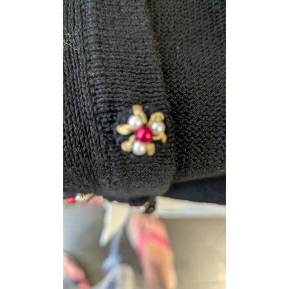 Vintage B.P. Designs black embroidered Christmas holiday sweater cardigan size L - Picture 10 of 10